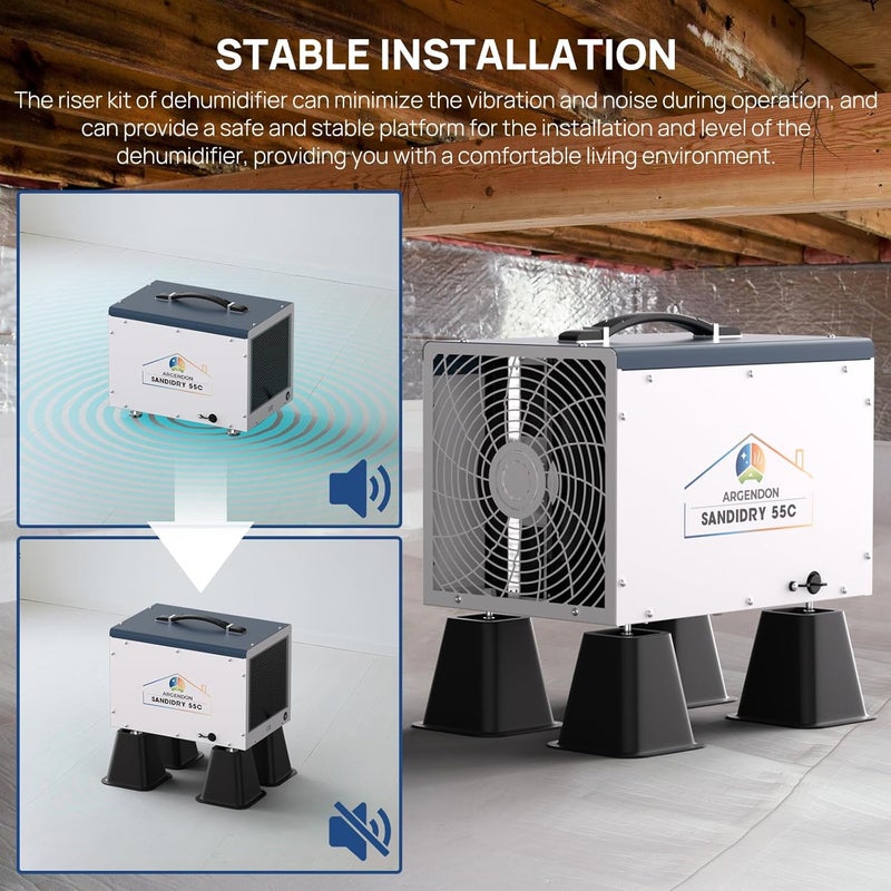 ARGENDON Dehumidifier Riser Kit, 6 Inch Heavy-Duty Universal Dehumidifier Stand for Optimal Drainage, Vibration and Noise Reduction (4 PCS) - Image 3